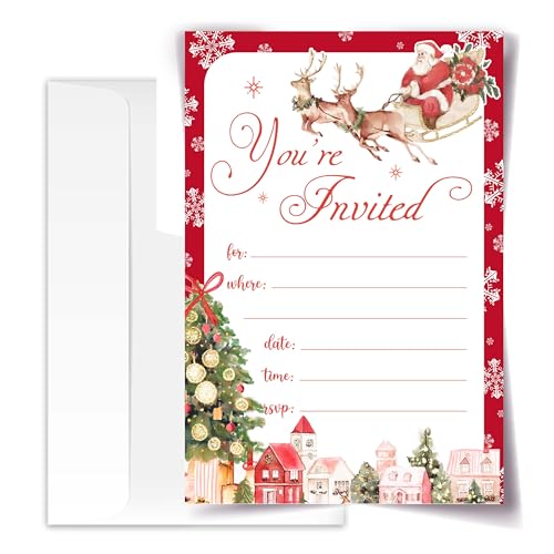 Invited Christmas Party Invitations with Envelopes – 20 Pack 4x6
