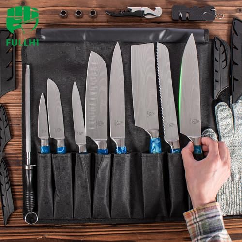 15-Piece Japanese Knife Set with Magnetic Wooden Block & Steel Blades