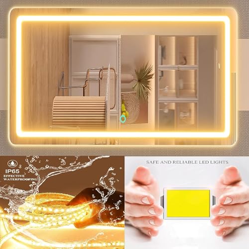 Round White LED Makeup Vanity Mirror with USB Charging & 10X Magnification - 24x19 Inch