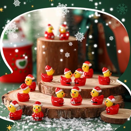 Foilswirl 50 Pcs Christmas Mini Resin Santa Claus Duck Figurines - Festive Holiday Decor