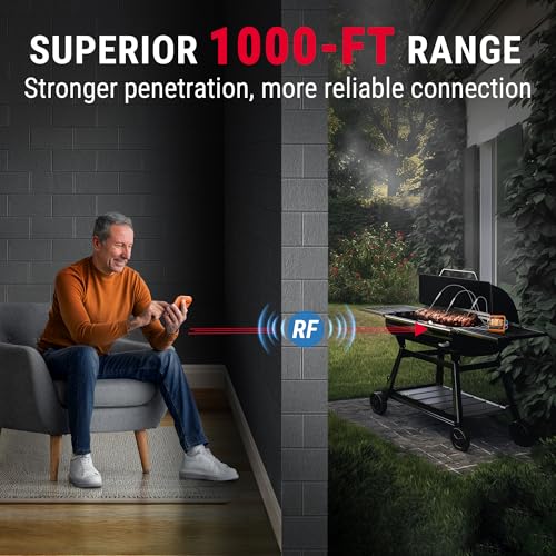 TempPro Wireless Meat Thermometer with 4 Probes - 1000FT Remote Grill & BBQ Thermometer