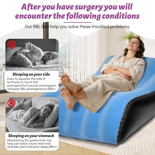 Blue Post-Surgery BBL Bed with Hole for Sleeping & Recovery - Wolfwo