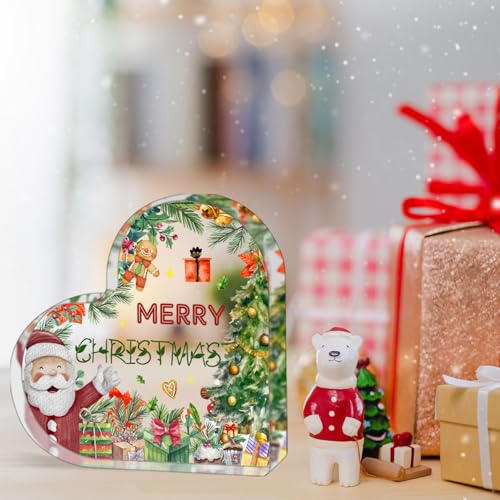 ZsaTuiy Christmas Decorations - Merry Christmas Tabletop Acrylic Heart (Variation: christmas11)