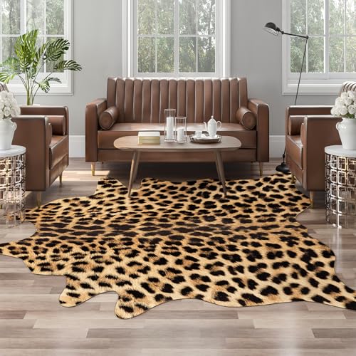 AROGAN Premium Leopard Print Rug, Faux Cheetah Rugs, Non-Slip 4.6 x