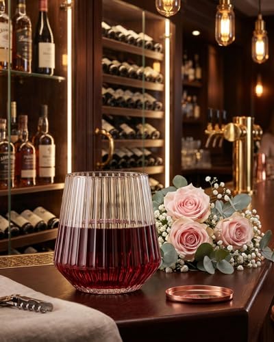 Ciaell 30 Pack Clear Plastic Stemless Wine Glasses for Weddings & Outdoor Events