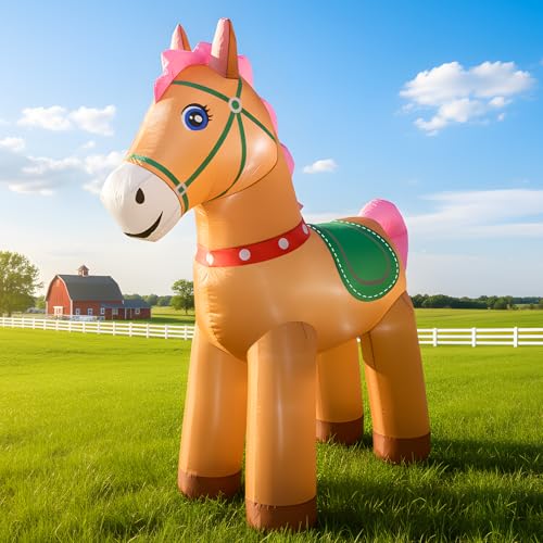 TRMESIA 6FT Christmas Spring Farm Ranch Horse Inflatable – Cute Animal Yard Decor