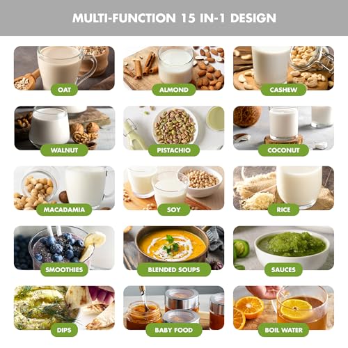 GreenPan Nut Milk Maker Machine 30oz - 15-in-1 Plant-Based Cream, Self-Clean, Delay Start