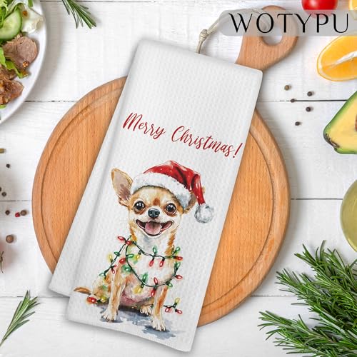 WOTYPU Chihuahua Christmas Kitchen Towels - Dog Lover Gift, 16x24 Inch - Chihuahua-10