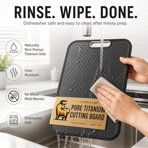 Titanium Cutting Board for Kitchen, Double Sided Food Grade, Pure and