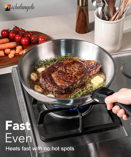 Tri-Ply Stainless Steel Cookware Set with Detachable Handles - Oven Safe, Induction Compatible, Space-Saving Design