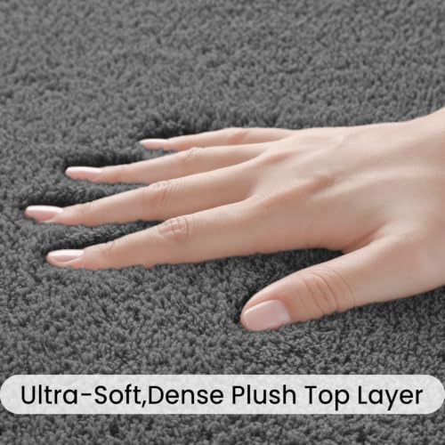 Dark Grey 8x10 Area Rug for Living Room & Bedroom - Soft Non-Slip Carpet