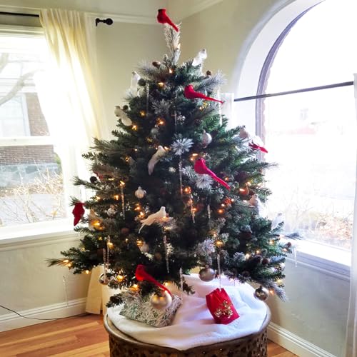 LWINGFLYER 2pcs Clip On White Doves Decorative Birds Artificial Simulation Foam Feathered Bird Pigeons Ornament for Wedding Wreaths Craft Christmas Tree Decorations