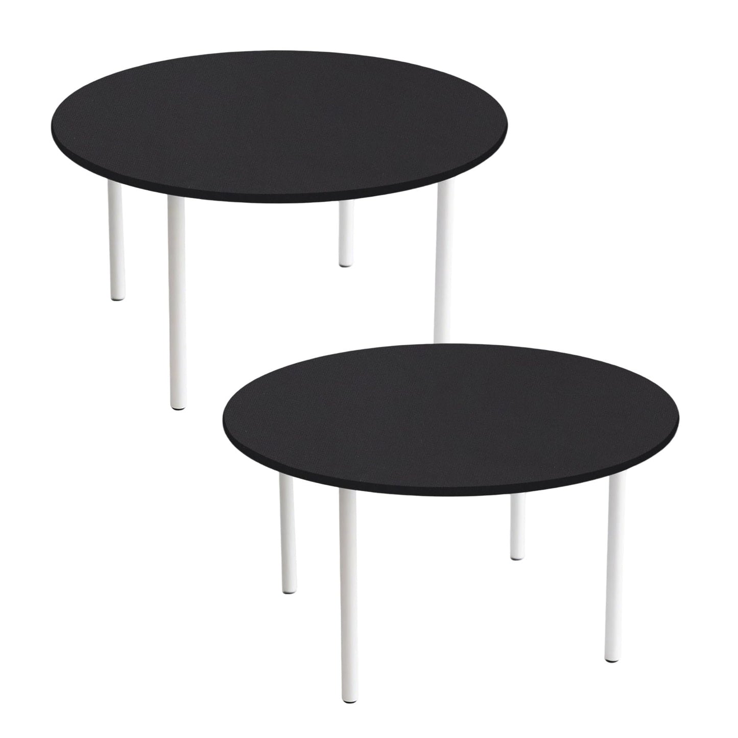 Klmnop 2 Pack Fitted Round Tablecloth with Elastic for 45" - 56" Tables, Waterproof Stretch Tablecloth, Washable Table Cover for Picnic, Camping, Indoor and Outdoor Use