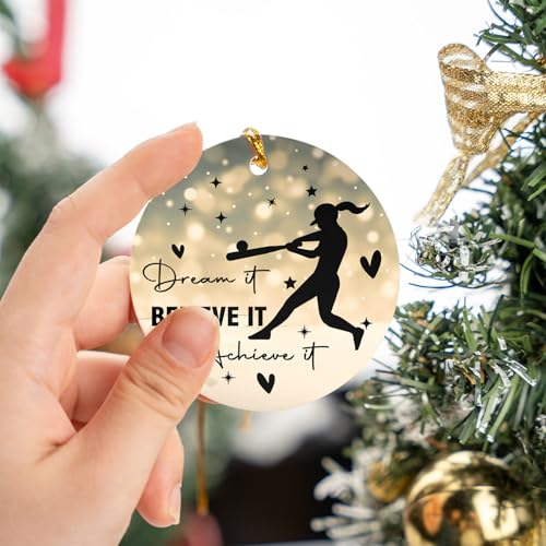 MEDROC Cor2 Softball Girl Christmas Ornament - 3-Inch Ceramic Team Gift