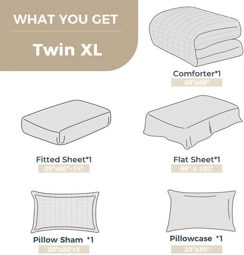HYMOKEGE Twin XL Comforter Set - Light Green Seersucker 5-Piece Luxury Bedding Set