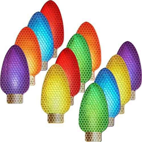 Fancy Land Reflective Christmas Car Decoration Magnetic Christmas Lights for Car Garage Refrigerator 4¡± 12 Packs