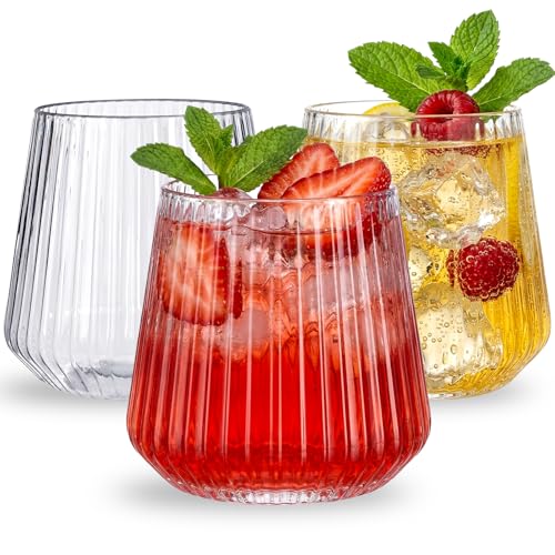 Ciaell 30 Pack Clear Plastic Stemless Wine Glasses for Weddings & Outdoor Events