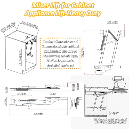 Soft-Close Appliance Lift for Kitchen Cabinets - Heavy-Duty Mixer & Locking Mechanism - Variation of THIS listing