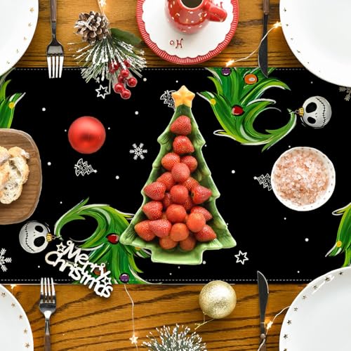 Yarcooly Christmas Table Runner 13x90 Black - 13x90 Inch Holiday Decor