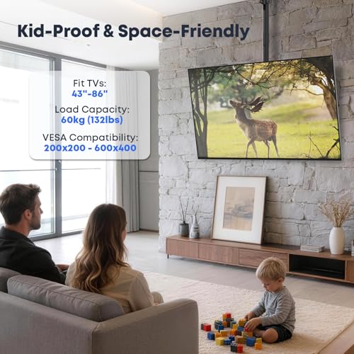 IMtKotW 43-86 Inch Ceiling TV Mount - Full Motion Adjustable, Heavy Duty, Slope & Flat Ceiling Compatible