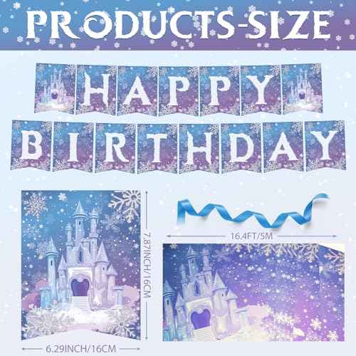 Frozen Birthday Party Banner Frozen Party Decorations Winter Snowflake Happy Birthday Banners for Winter Wonderland Christmas Party Supplies Favors