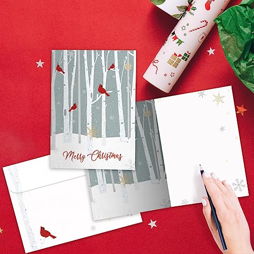 Tree-Free Greetings Christmas Cardinal Holiday Card - Winter Birch Forest, 1 Card