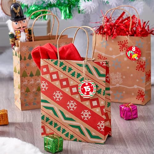 288 Pcs Christmas Advent Stickers 1-24 Number Stickers Christmas Countdown Labels DIY Advent Calendar Labels for Gift Boxes Craft Xmas Party Supplies