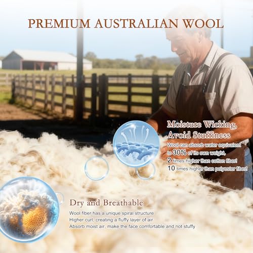 Australian Wool Pillow with Cotton Cover - Support Gusseted Bed Pillow for Side Sleepers