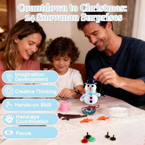 Craft Advent Calendar 2025, Christmas Countdown Calendar Build A Snowman Kit, 24 Days Of Surprises With Diy Modeling Clay Crafts Kit Gifts Toys For Kids Toddlers