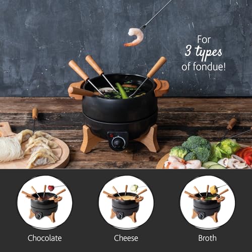Boska Electric Fondue Set Party - 2.4 Quart, Adjustable Temp with 8 Forks