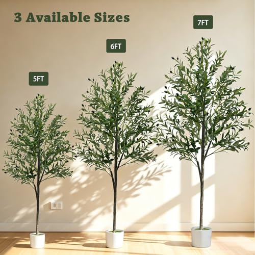 YYTDDUUU 6FT Tall Artificial Olive Tree with Fruits - Faux Potted Plant for Indoor & Outdoor Decor