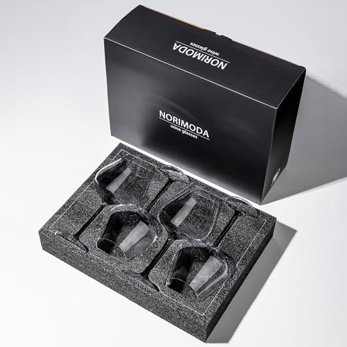 NORIMODA Set of 4 Large 22oz Red Wine Glasses for Bordeaux & Burgundy - Lead-Free Stemware
