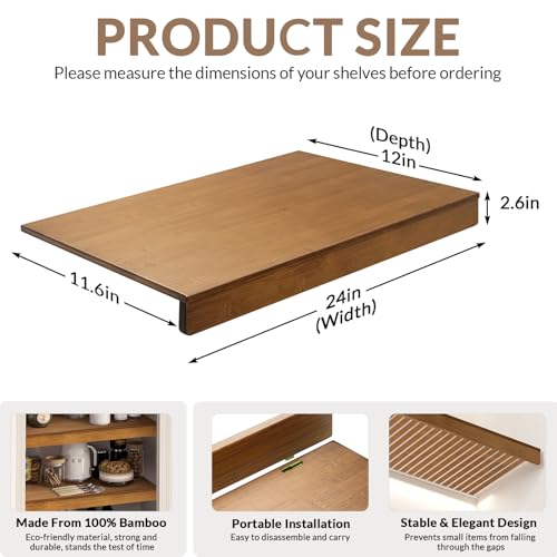 Gashell Bamboo Wire Shelf Cover 24W x 12D for Pantry & Closet Storage