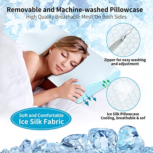 Ylekto Blue Queen Memory Foam Neck Pillow for Sleep Support, Ergonomic Cervical Contour