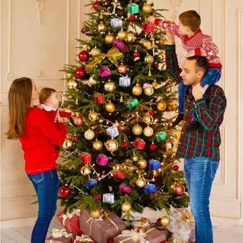 JIEYAO 30Pcs Christmas Tree Small Gift Boxes Hanging Decorations, Christmas Mini Gifts Box Ornaments Party Favors Xmas Tree Indoor Outdoor Hanging Pendant Holiday Decoration