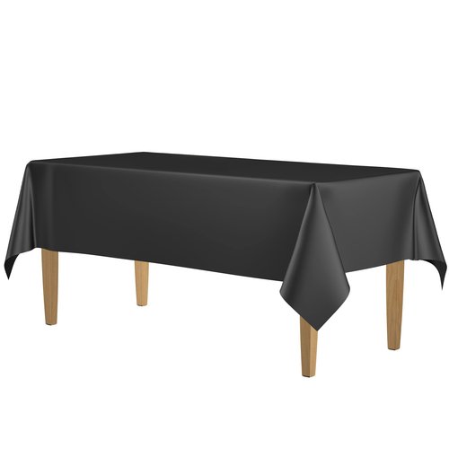 14 Pack Black 54 x 108 in. Rectangle Disposable Plastic Tablecloths - Smooth Decorative Covers for Parties, Weddings