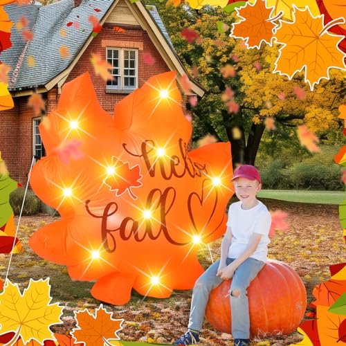 5.25ft Fall Maple Leaf Inflatable LED Thanksgiving Yard Decor - Outdoor Festive Decoration