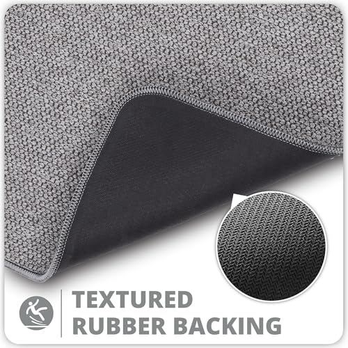 Bosap Grey 2' x 5' Ultra Thin Non-Slip Bathroom Runner Rug - Quick Dry, Machine Washable