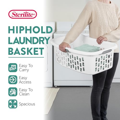 Sterilite HipHold Laundry Basket 1.5 Bushel White 6 Pack - Rectangle Clothes Hampers