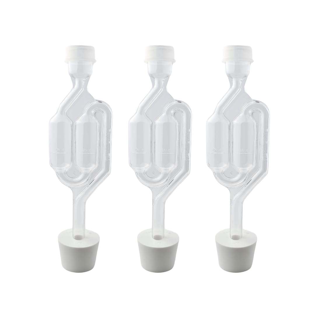 Fastrack Airlocks for Fermenting (Set of 3) | Bubble Airlock for Wine Making and Beer Making | BPA-Free S-Shaped | Used for Brewing Wine, Beer, Pickles & More | Transparent