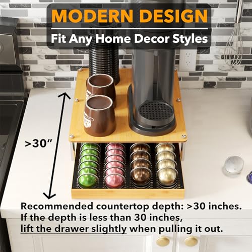 SpaceAid Bamboo Coffee Pod Holder Drawer Organizer 12.8W x 15.6D Natural