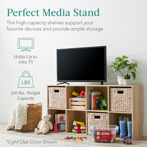 8-Cube Storage Organizer with 11-Inch Shelf Opening - White, Customizable Shelving with Removable Back Panels