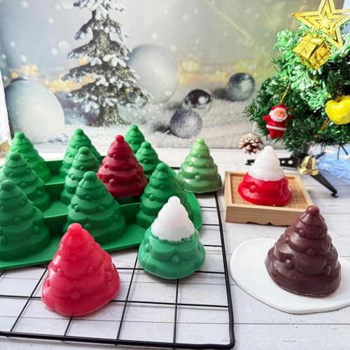 JJzxwish 3D Christmas Tree Silicone Mold Set Green - Large Tree Mold for Chocolate, Soap, Candles, Cakes, Mousse, Ice