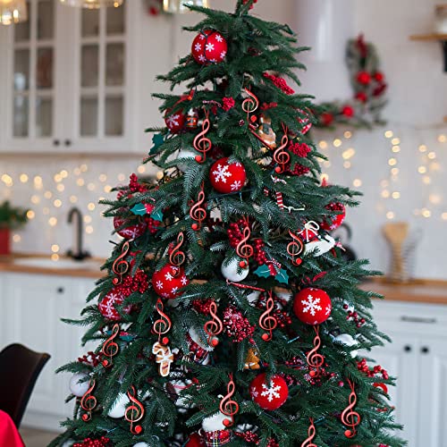 Patelai 10 Pieces Red Christmas Music Note Ornaments Treble Clef Hanging Decor with Ribbons