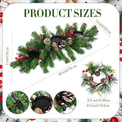 Vinsot 3-Piece 30-Inch Christmas Table Centerpiece with Candle Trays
