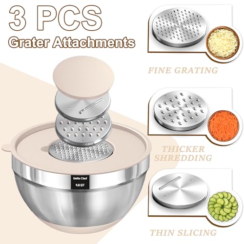Umite Chef Mixing Bowls with Airtight Lids Set, 8PCS Stainless Steel