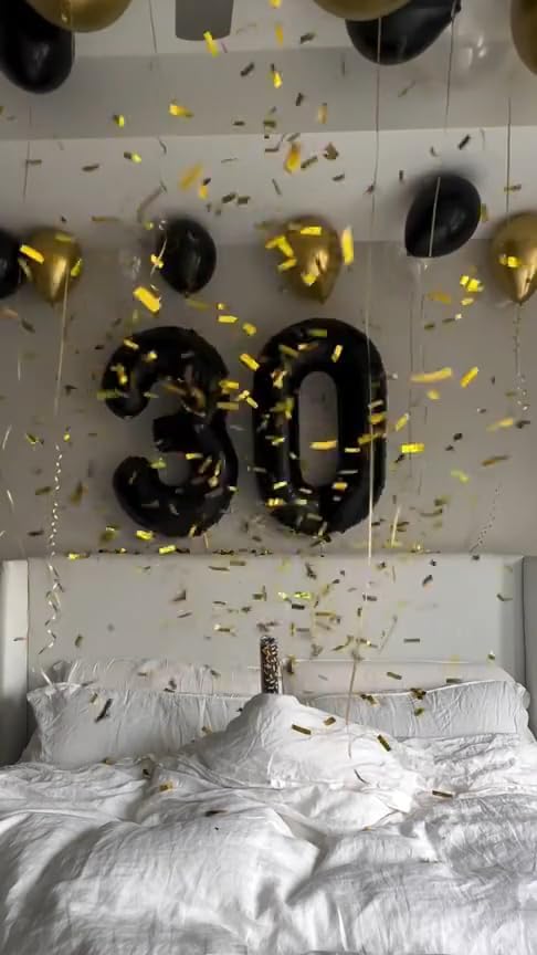 Skiennix 30 Inch Balloon Number - Black Foil 30th Birthday Decoration for Him/Her Celebration