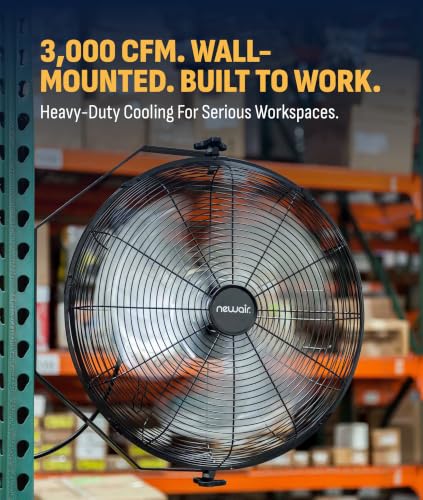 Wall Mount Fan 18 Inch - Heavy Duty Industrial Shop Garage Fan - NewAir Variation