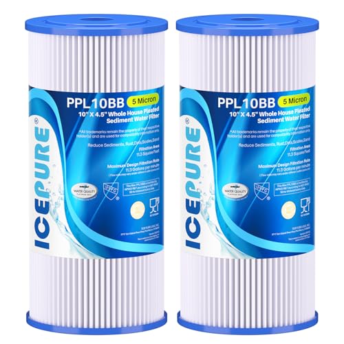 5 Micron 10 x 4.5 Inch Whole House Sediment Water Filter 2 Pack - NSF Certified