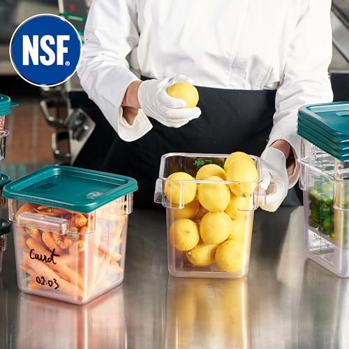 4 Pack Food Storage Containers with Green Lids - 4 Qt Square Polycarbonate